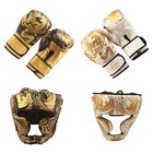2 Pairs Head Guard & 14oz Boxing Gloves Mma Training Sparring Protective Gears