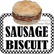 Sausage Biscuit DECAL Breakfast Food Truck Concession Vinyl Sign Sticker bw