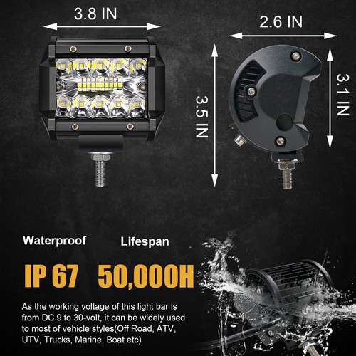 20inch LED Light Bar Combo Driving+2x Fog Pods For Jeep Offroad Car ATV 4WD - Picture 9 of 12