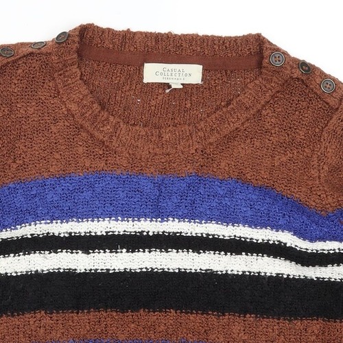 Debenhams Womens Brown Striped Acrylic Blend Jumper Size 12 Blue - Picture 4 of 12