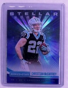 Christian McCAFFREY 🔥 2017 ROOKIES & STARS *RC* PRIZM BLUE STELLAR ROOKIE CARD