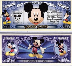 mickey mouse walt disney million dollar novelty money ebay