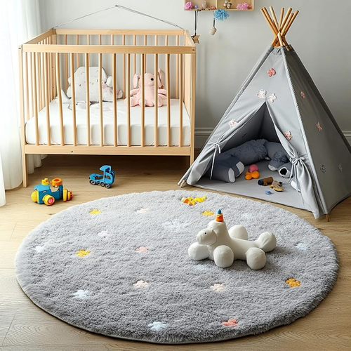 Round Rugs for Bedrooms Fluffy Living Room Circle Area Rug Soft Shaggy Carpet fo - Picture 4 of 12