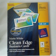 Avery 8871 Clean Edge Business Cards No Perforated Edges Inkjet White Matte 200 