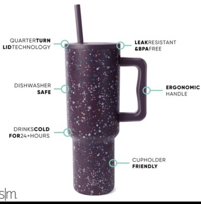 Simple Modern 40 oz Trek Tumbler with Handle Plum Terrazo NIB | eBay