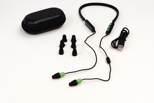 Plugfones FreeReign Earplugs and Headphones Black/Green Bluetooth Work earbuds - Picture 2 of 12
