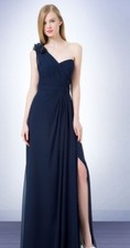 Bill Levkoff 1 Shoulder Sweetheart A-Line Navy Blue Sz 10 Prom Bridesmaids Dress