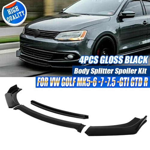 For Audi A4 A5 A6 A7 S4 S5 Gloss Black Front Bumper Lip Splitter Spoiler Kit - Picture 3 of 19