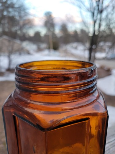 Antique Ground Top Orange Amber Coffee Jar - Picture 9 of 13