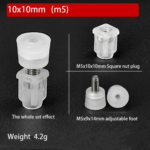 Square Tube Inserts End Caps Adjustable Table Foot Furniture Leveling Feet M6 M8 - Picture 21 of 50