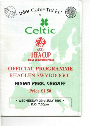 Inter CableTel v Celtic 1997/98 UEFA Cup 1st Qualifying Phase 1st Leg + ticket - Picture 1 of 2
