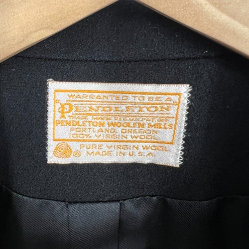 Pendleton Pure Virgin Wool Crop Lapel Blazer Jacket Womens Size 10 Black USA Vtg - Picture 9 of 13