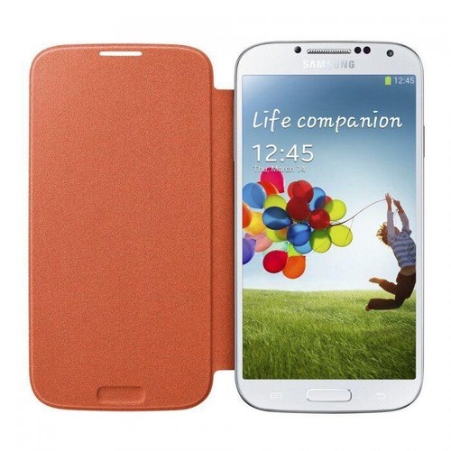 ETUI OFFICIEL FOLIO A RABAT SAMSUNG GALAXY S4 ORANGE ECO-CUIR (TPU) - Photo 3 sur 4