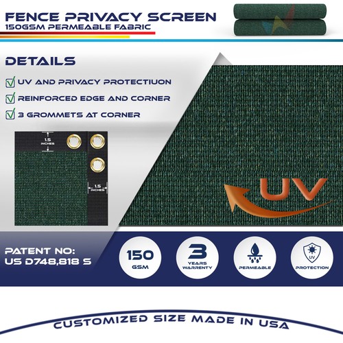 4' 5' 6' 8' Privacy Fence Screen Garden Windscreen Heavy Duty Shade Cover Green - Picture 4 of 12