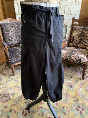 Cute Black Oleg CASSINI Joggers Lightweight Ankle Tie Cargo