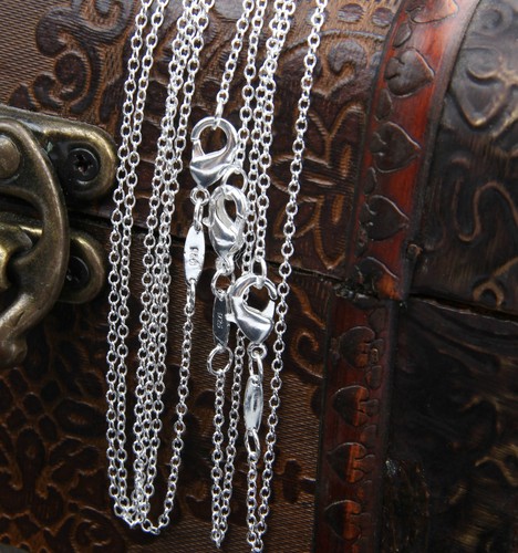 Wholesale Bulk 1MM Silver Plated Chain Necklace Round Rolo Chain Lobster Clasp - Picture 5 of 6