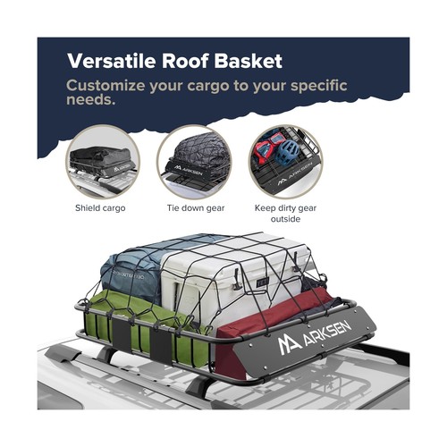ARKSEN 43 x 39 x 6 Inch Universal 150LB Heavy Duty Roof Rack Cargo with Exten... - Picture 3 of 7