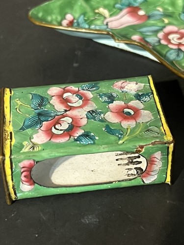 Antique Cloisonne Butterfly Shape Ashtray &Match Box Holder/Floral Design - Picture 10 of 10