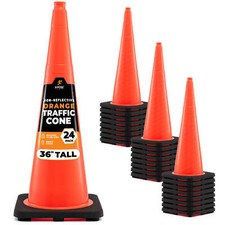 24 of 36 Inch Orange Traffic Cones - Multipurpose PVC Plastic Safety Cone