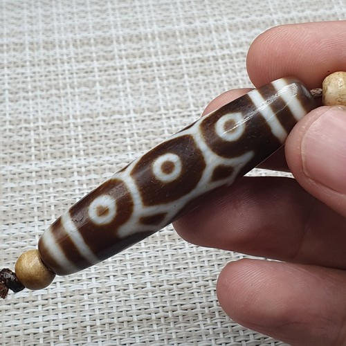 Top Quality Antique 9 Eyes Himalayan Tibetan Agate Dzi Bead Amulet - Picture 10 of 23