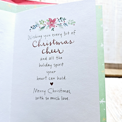 American Greetings Christmas Card Floral Tree Gold Holly Jolly Green - Picture 7 of 9