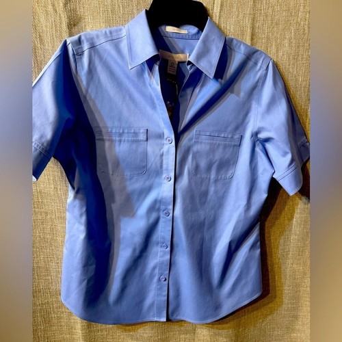 Chicos Elena Button Down, bügelfreies Hemd, normale Größe ist Größe 4/Small/Neu mit Etikett - Bild 1 von 9