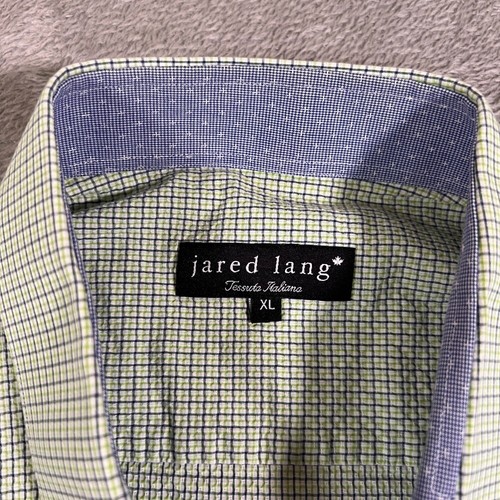 Jared Lang Plaid Seersucker Button Up Shirt XL Short Sleeve Light Green Casual - Picture 2 of 7