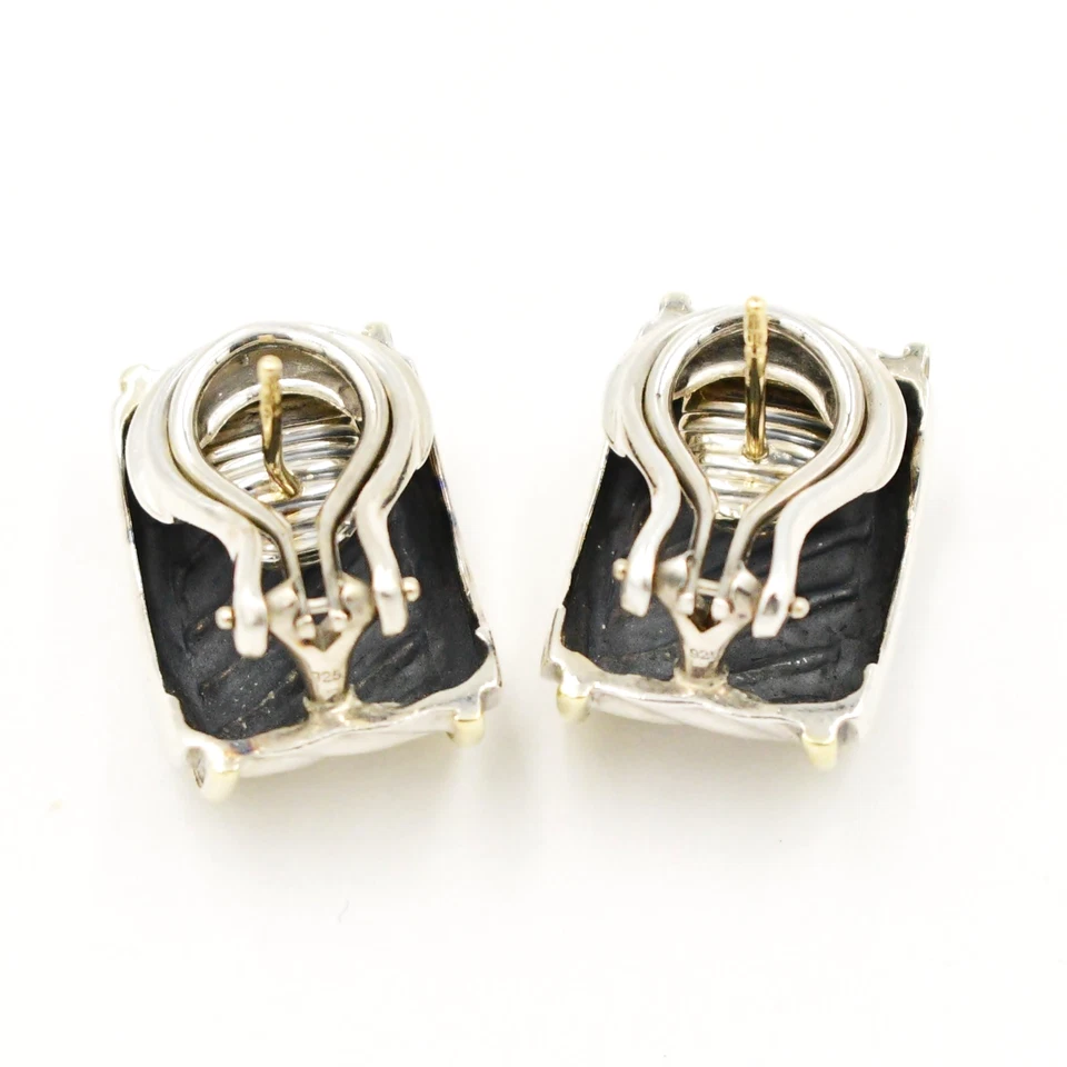 14k Yellow Gold & Sterling Silver David Yurman Cigar Omega Back Earrings - Image 2 of 4