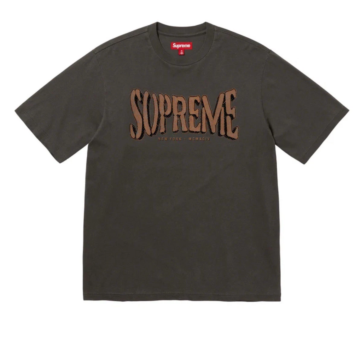 T shirt noir Supreme floqué délavé S/S haut homme taille S
