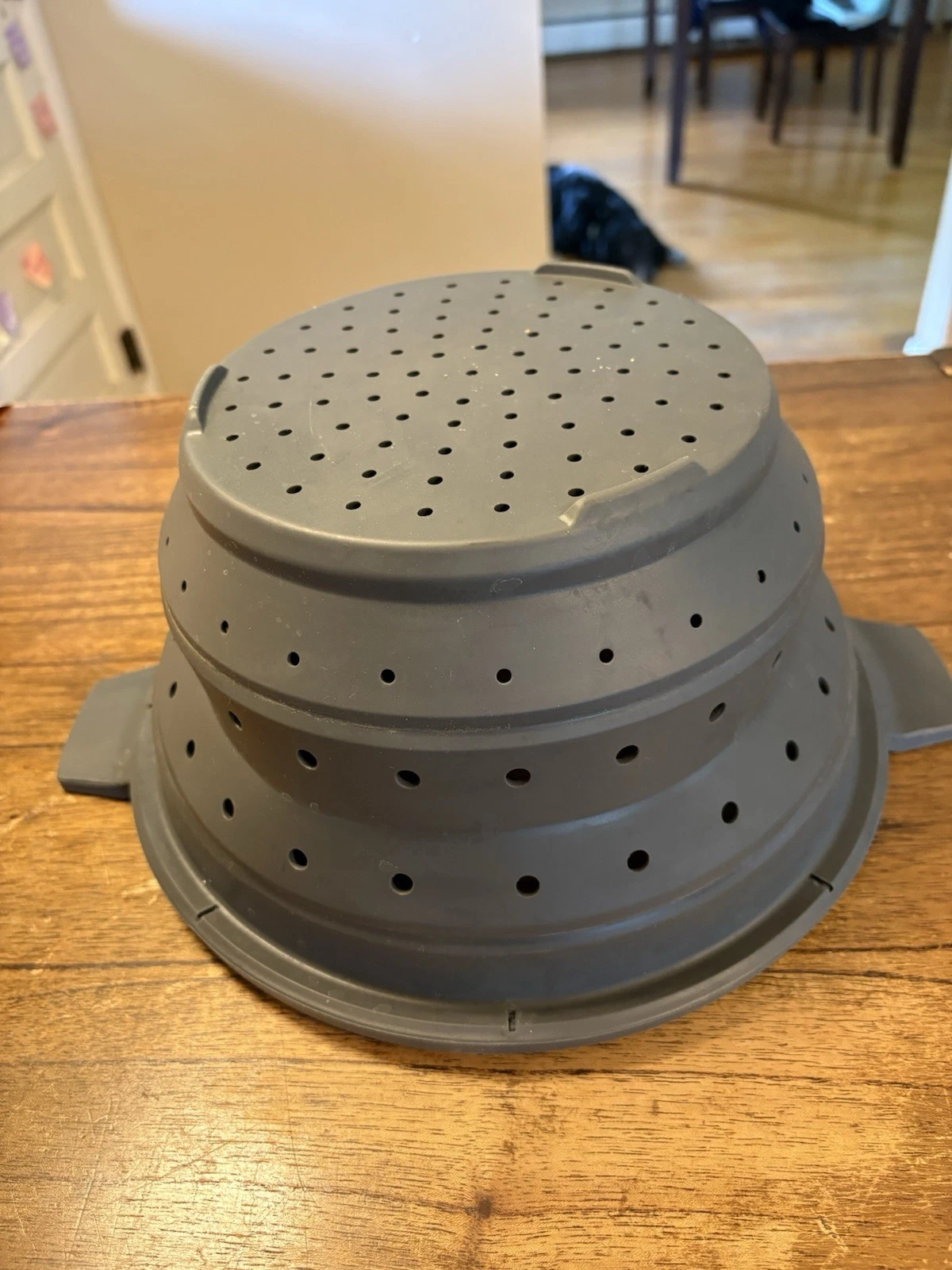 Pampered Chef Collapsible Silicone Colander Strainer Steamer Insert Steel Rim