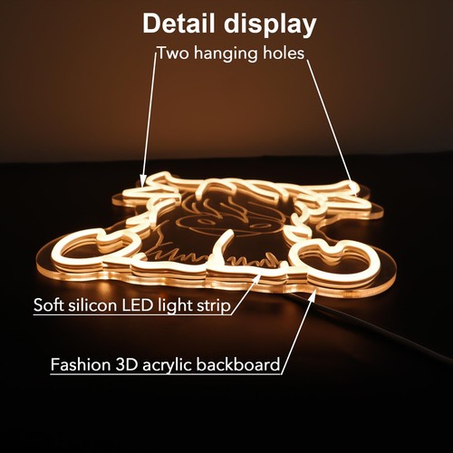 Highland Cow Neon Sign,Warm White Cow Night Light,Farmhouse Decor Sign,Hangin... - Bild 4 von 7