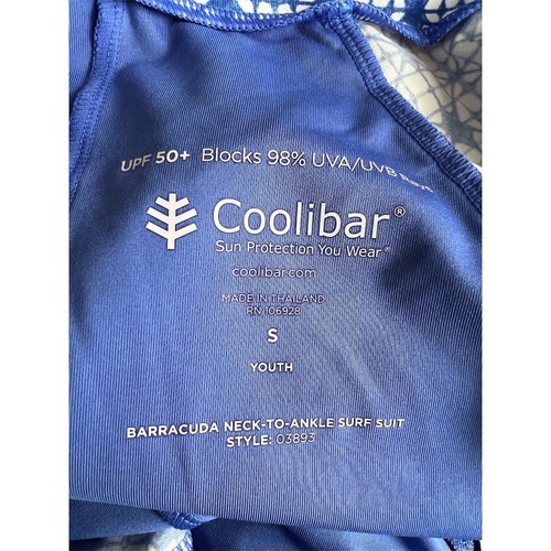 NWT Coolibar Kids Youth One Piece Swimsuit S 5/6 Blue UPF 50+ Quick Dry - Picture 4 of 9