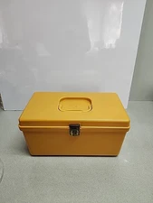 Vintage Wilson Wil-Hold Sewing Box, Yellow/Gold, W/Tray, Storage, Sewing/Crafts