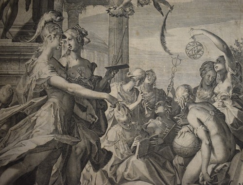 Etching Gravure Acquaforte Bulino ATENA INTRODUCE LA PITTURA TRA LE MUSE 1600 - Picture 4 of 5
