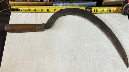 Vintage Sythe Sickle Scythe Wood Handle Corn Rustic Farm Hand Tool - Picture 3 of 6