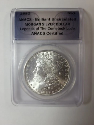 ANACS Authenticated BU 1882 Morgan Silver Dollar Legends of The Comstock Lode