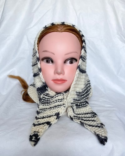 Strick KOPFTUCH weiß Schal Steppschal 100% Wolle Dreieckstuch Kapuze Scarf - Bild 1 von 5