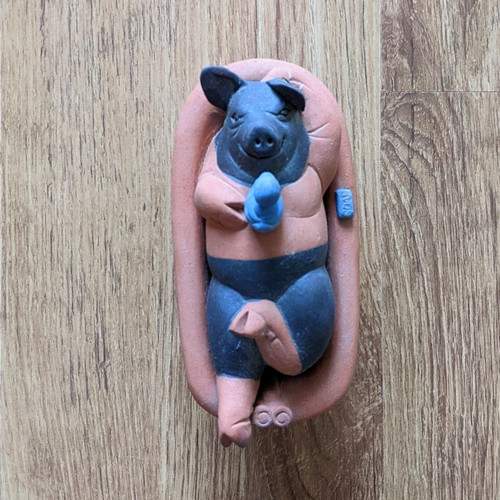John Cynthia Pulman Handmade Pig hog in Bath Red Clay Bizzare Art Decor uk - Picture 6 of 6