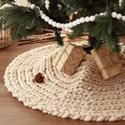 36 Inch Christmas Tree Skirt: Chunky Knit Tree Skirt for 6Ft Tree, Crochet Beige