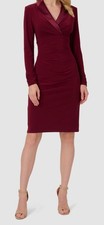 Adrianna Papell Women's Red Jersey Tuxedo Long-Sleeve Sheath Dress Size 14