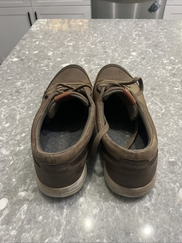 Ecco 44 Men's Sz 10 Shoes Brown Leather Comfort Spikeless Golf Cleats - Picture 3 of 6