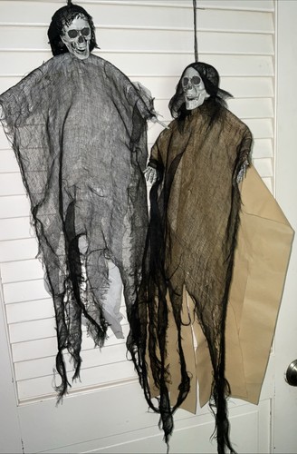 Halloween Hanging Skeleton Spooky Grim Reaper Lot 2 - Picture 2 of 17