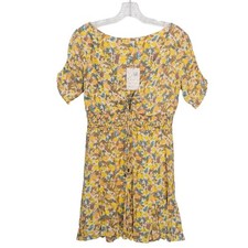 Free People Sz 6 Forget Me Not Dress Yellow Floral Print Mini Nwt