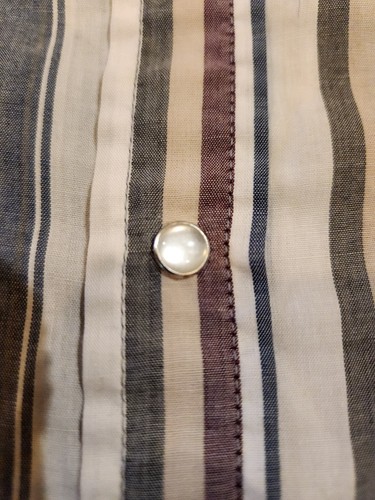 Camisa a Presión Plains Western Pearl XL Ranch Wear Azul Marrón 48"x31" Rayas LS - Imagen 9 de 24