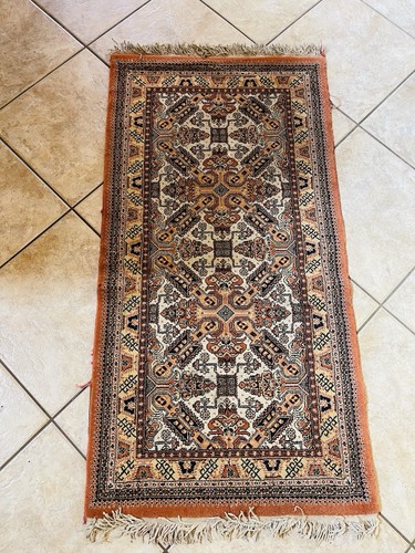 SARAY SOYLU YUN HALI Turkish Carpet Runner Rug Orange Rust Brown Tones 60" x 30" - Picture 1 of 14