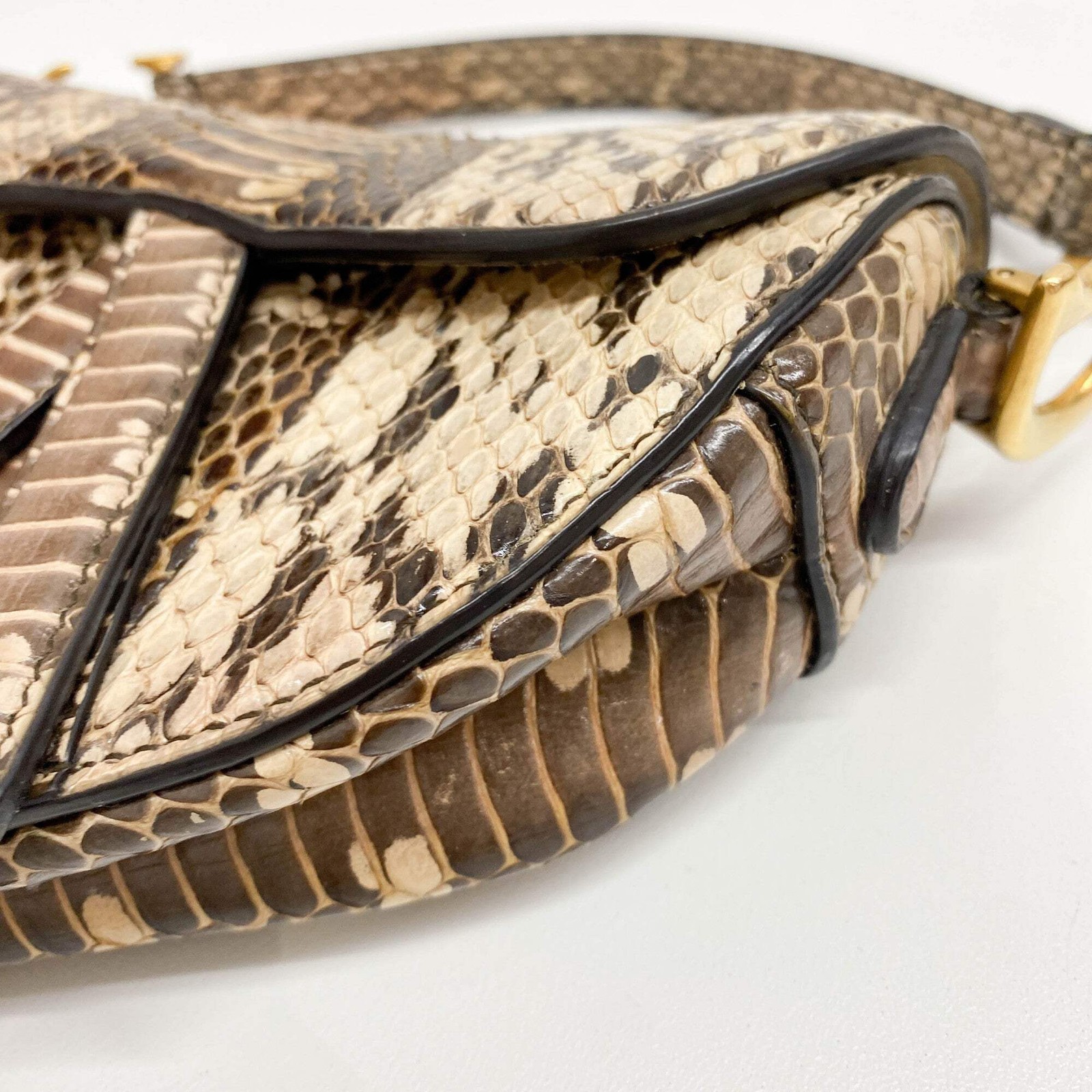 DIOR Mini Saddle Brown Embossed Python Two Way Bag — image 10