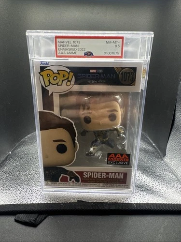 Funko Pop Marvel 1083 Spider-Man Unmasked 2022 AAA Anime Exclusive PSA 8.5