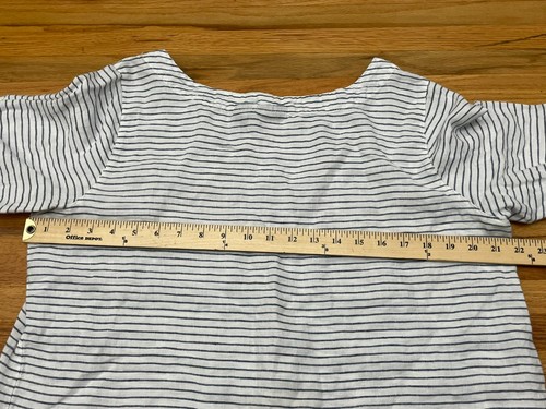 Tahari Damen Oberteil Bluse Rundhals Pullover Langarm XL weiß Nadelstreifen - Bild 4 von 8
