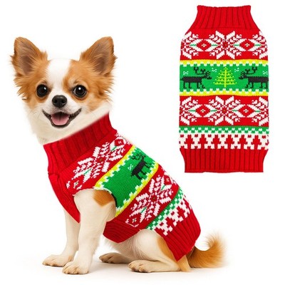 BAEJMJK Dog Christmas Sweater Striped Xmas Holiday Clothes Warm Turtleneck Pet
