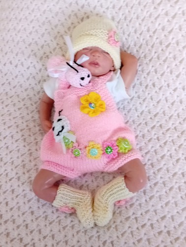 💙caterpilla Hand knitted baby /romper set16 "/17" early baby or reborn doll - Picture 2 of 7